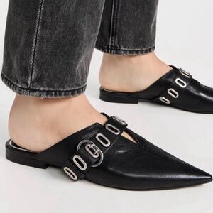 Rag & Bone Victory Mule Leather Mule with Buckle Detail